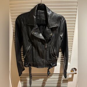 Elodie Black Leather Moto Jacket